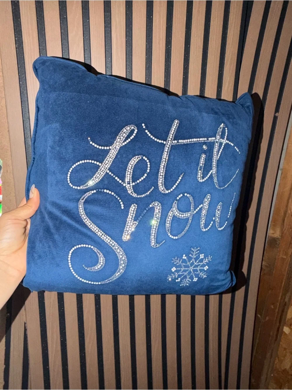 Let It Snow Navy Holiday Throw Pillow Set - 2-Pack